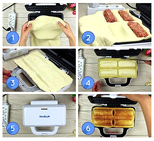 StarBlue Sausage Roll Maker with Complimentary Recipe eBook – Create 4 Tasty Breakfast Sausage Rolls and Snacks in Minutes, 220-240V 50/60Hz 850W - Image 5