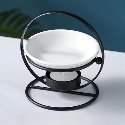 Delicado Romántico Metal Tealight Candelabro Quemador de Aceite Difusor Aroma Horno Decoración del Hogar Negro Blanco