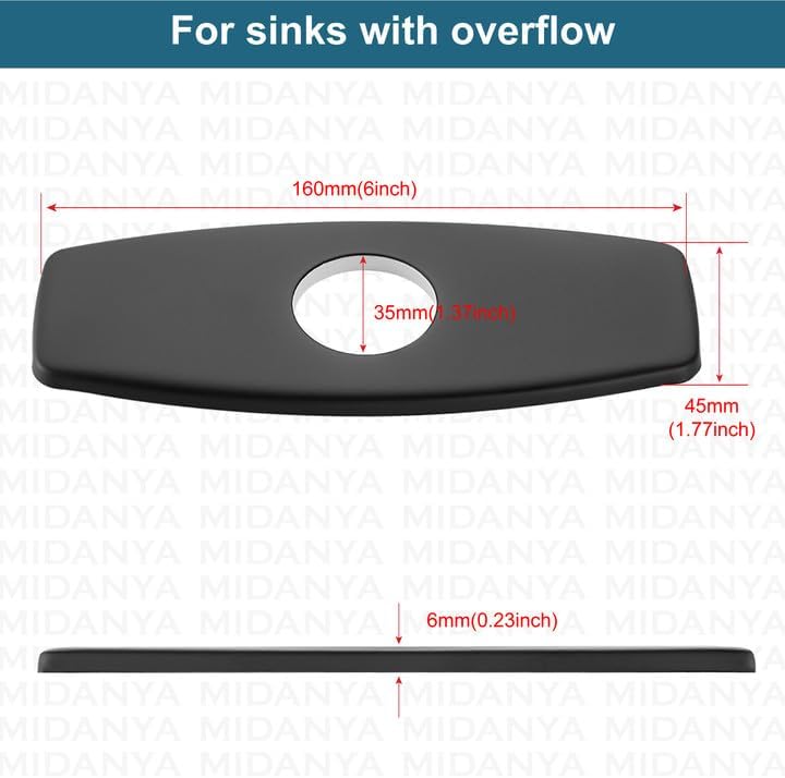Miniatura 4 de Midanya Cubierta de orificio para fregadero, cubierta de decoración de fregadero de 6 pulgadas, placa de cubierta de grifo para fregadero de tocador