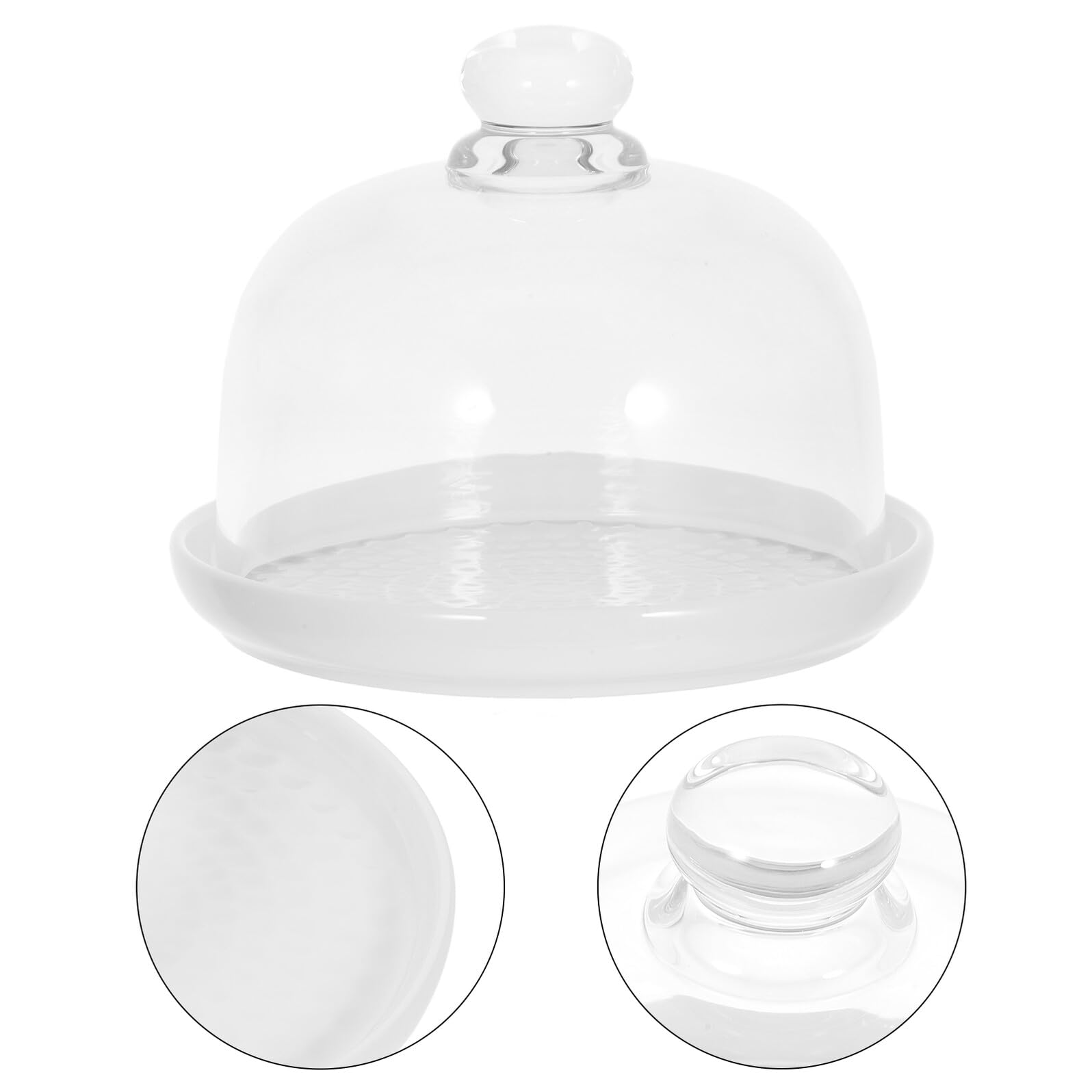 Bandeja para Tartas de Cerámica 15 CM con Tapa Transparente para Postres y Pan Plato para Exhibir Pasteles Casa y Picnics Cúpula Protectora para Mantener Frescura