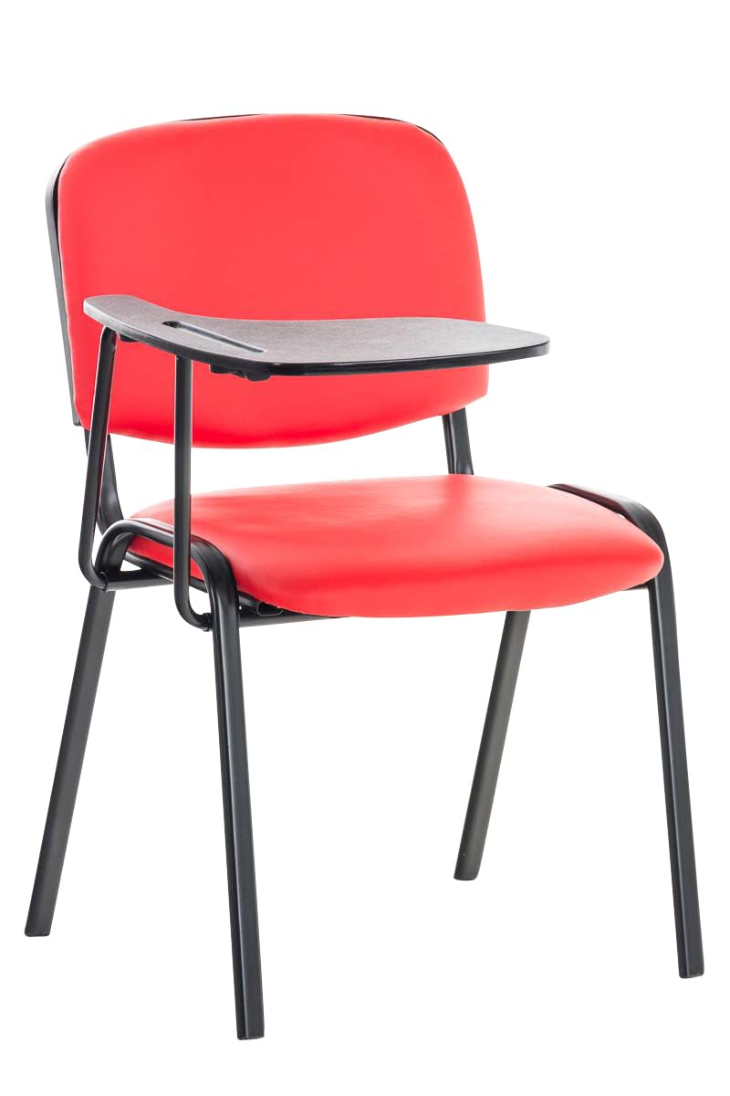 CLP Sedia Conferenza Ken con Tavolino Richiudibile I Sedia Imbottita per Riunioni in Similpelle, Colore:Rosso