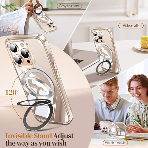 Image of ESTPEAK CD Mag-Stand Case for iPhone 12 Pro Max Case with Invisible Magnetic Ring, [Compatible with MagSafe] [Never Yellowing] Top Clear Phone Case Cover for iPhone 12 Promax 6.7 inch, Clear