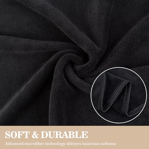 KinHwa Microfibre Black Hand Towels for Bathroom Abosorbent Soft Small Guest Towels Thick Face Towels 30cm x 50cm Fast Drying Hand Towel for Kitchen Spa - Image 3