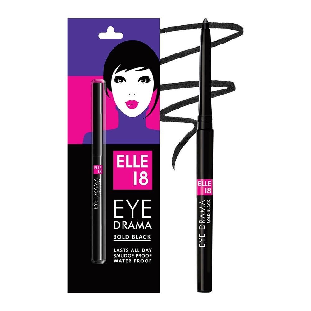 Elle 18 Eye Drama Kajal, Matte Finish, Super Black, Smudgeproof & Waterproof, 0.35 G-image-17