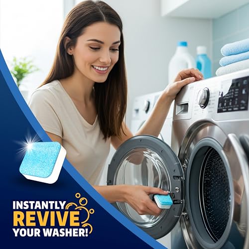 washing machine cleaner tablets 24 pack - deep cleaning tablets for front amp top load works with he washers removes residue odor amp pet hair - 12 month supply of washer cleaner descalers septic safe