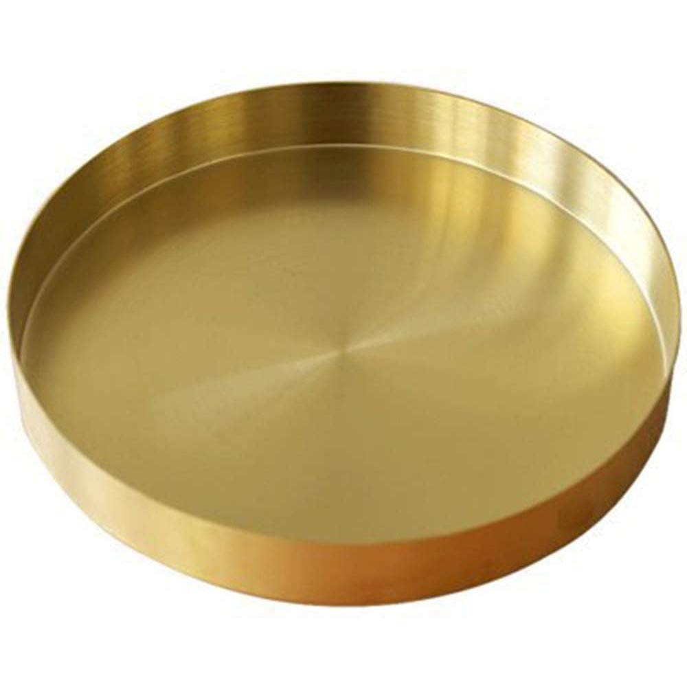 Plateau en métal finition laiton mat de 30 cm au design minimaliste