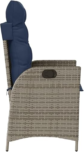 Miniatura 6 de Reclining Patio Chairs 2 pcs with Cushions Gray Poly Rattan Outdoor Patio Chair Outdoor Dining Chairs Sillas para Comedor Garden Chair for Courtyard