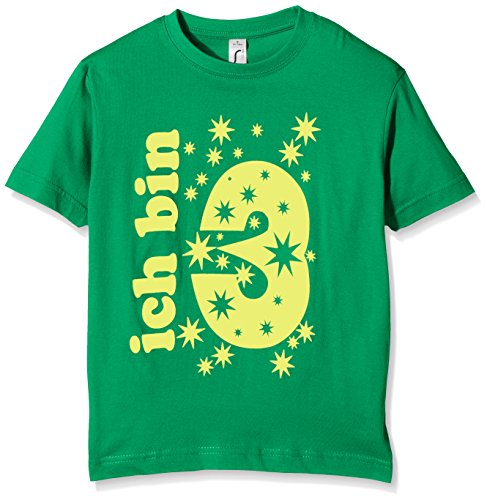 Coole-Fun-T-Shirts Ich Bin 3 Jahre, Camiseta para Niñas, Grün (green-gelb), única (Talla fabricante: 128cm/4 años)