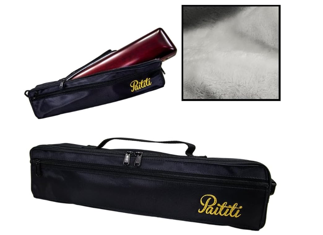 Paititi C Flute Mahogany Hard Case and Paititi Case Cover w Side Pocket/Handle/Strap Sky Black Color
