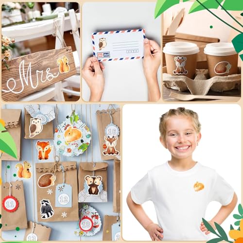 Runde Tier Aufkleber - 500 Stück Belohnungsaufkleber, Animal Sticker Rolle, Cartoon Tiermuster für Kinder