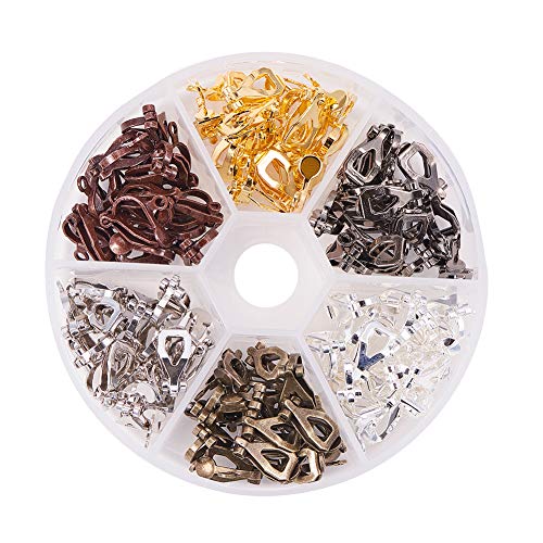 PandaHall Elite 96 pcs 6 Couleurs Composant de Conversion de Boucle d'oreille en Laiton avec Boucle Ouverte Facile pour Oreilles Non Percées Fabrication de Bijoux Accessoire