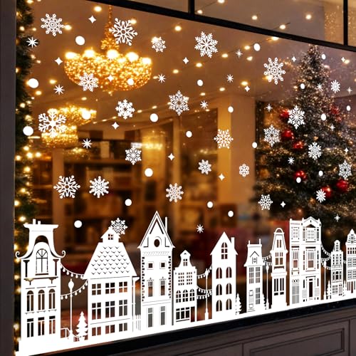 Weihnachtsdeko Fensterbilder Weihnachten Selbstklebend Häuser, QXRXN...