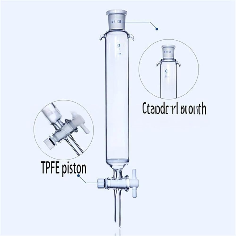 Strumenti da laboratorio e attrezzature 1 pz. Calibro 24# Colonna cromatografica in vetro con anima in sabbia con colonna a bocca standard con pistone(22x200mm)