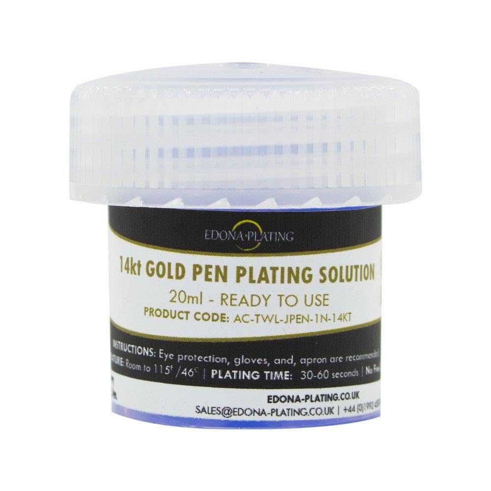 Edona Plating 14 karat Yellow Gold Pen Electroplating Solution - 20ml for Jewellery Making, Craft