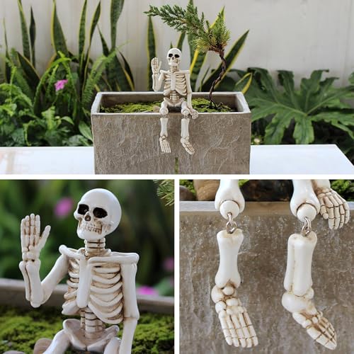 Realistic Funny Halloween Skeleton Decorations Skull Figurine Home Decor (White) - image 2