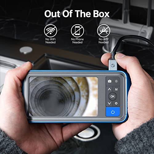 50Ft Endoscope Borescope, Teslong Dual Lens Sewer Inspection Camera With 4.5'' Screen, Waterproof Snake Cable, Led Lights, 1080P Fiber Optic Scope Camera For Home Wall Duct Drain Pipe Plumbing #TOP5