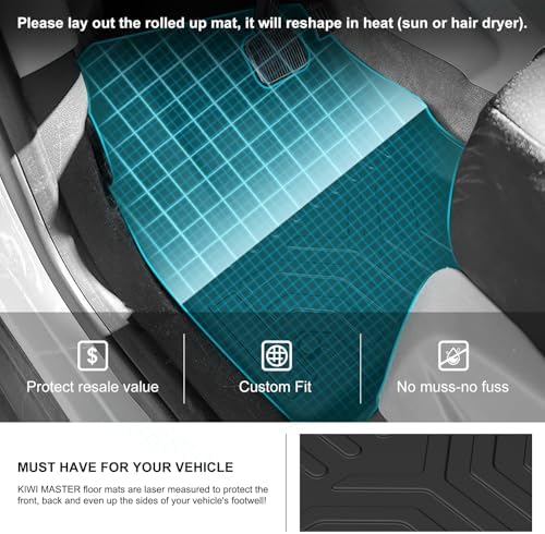 KIWI MASTER Floor Mats for 2013-2019 Ford Escape/C-Max, Custom Fit All Weather Car Mats, Heavy Duty TPE Floor Liners, Front & Rear 2 Row, Black - 1