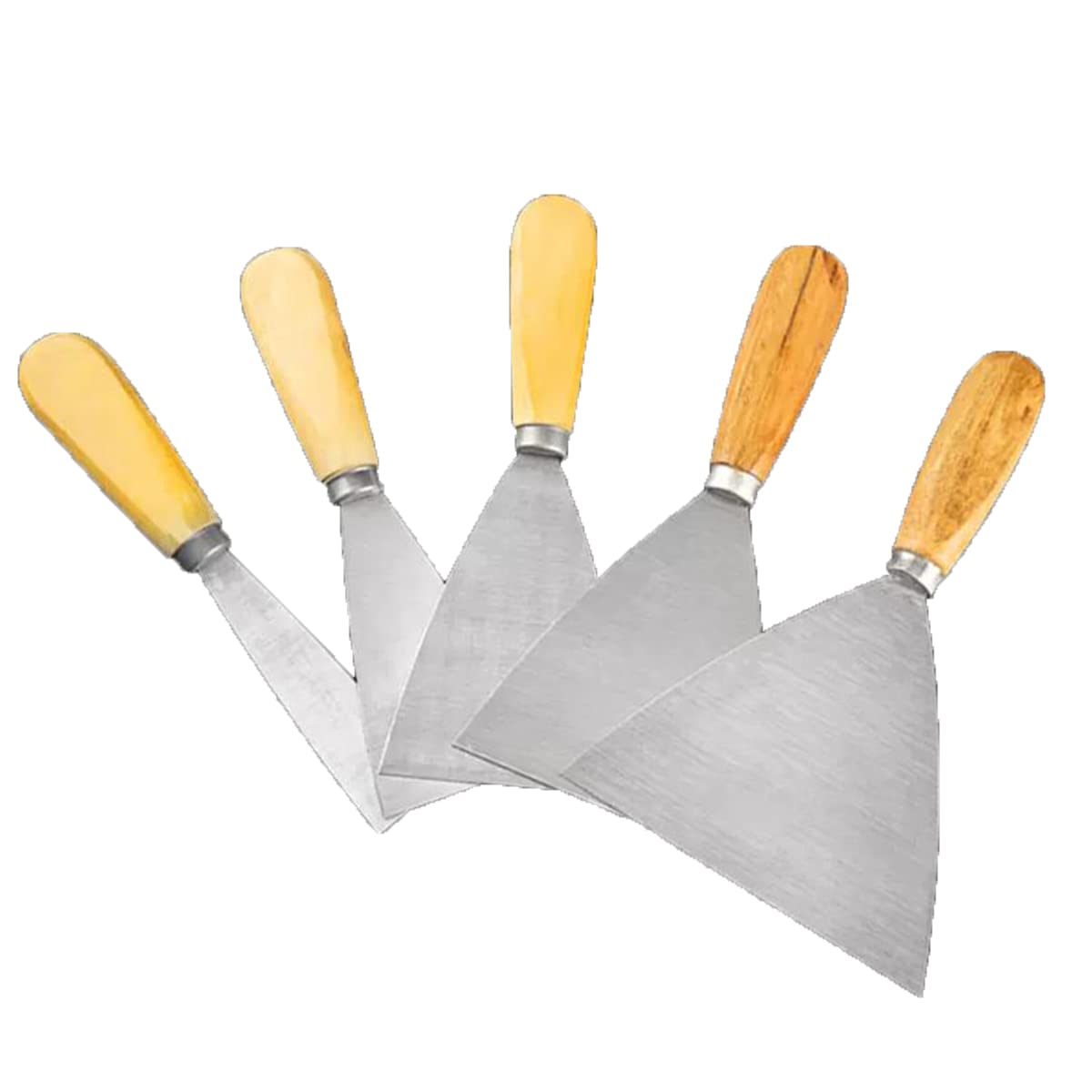 Spatola for stucco, 5 pezzi 1 2 3 4 5 pollici Set di spatole for stucco con manico in legno Spatola in acciaio inossidabile Spatola for stucco for cartongesso Raschietto for carta da parati