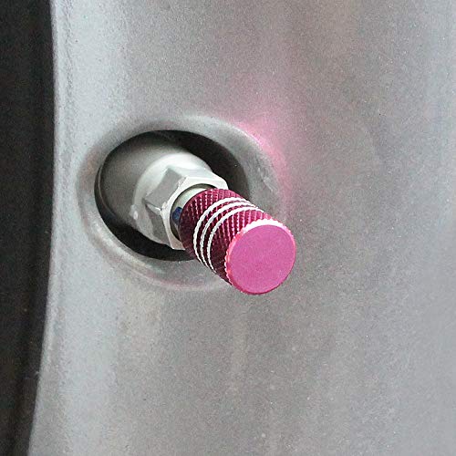 Senzeal 5x Aluminum Alloy Car Tire Valve Stem Caps Round Style Air Covers Pink - Thumbnail 6