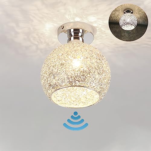 KZT Ceiling Lights with Radar Motion Sensor Led Light Bulb 12W Aluminum Sphere Ceiling Lamp with Daylight Detector Smart Bulbs Modern Hallway Ceiling Fixture for Stair Office Kitchen Living Room Aisle