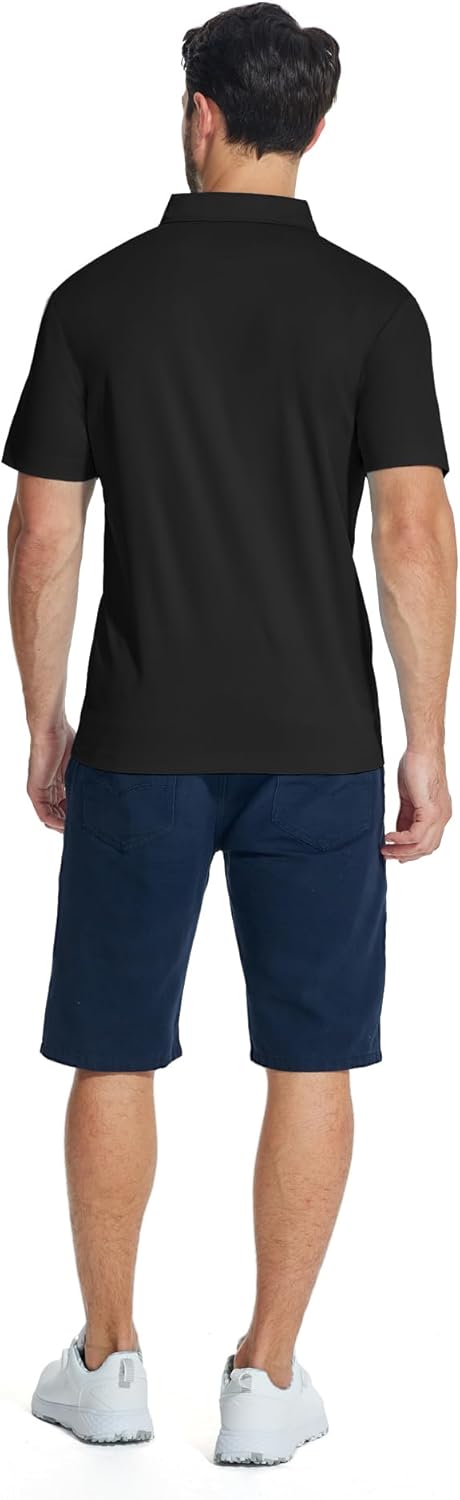 ZITY Mens Polo Shirts Quarter Zip Shirts Casual Classic Lightweight Short Sleeve Golf Collared Shirt with Pocket