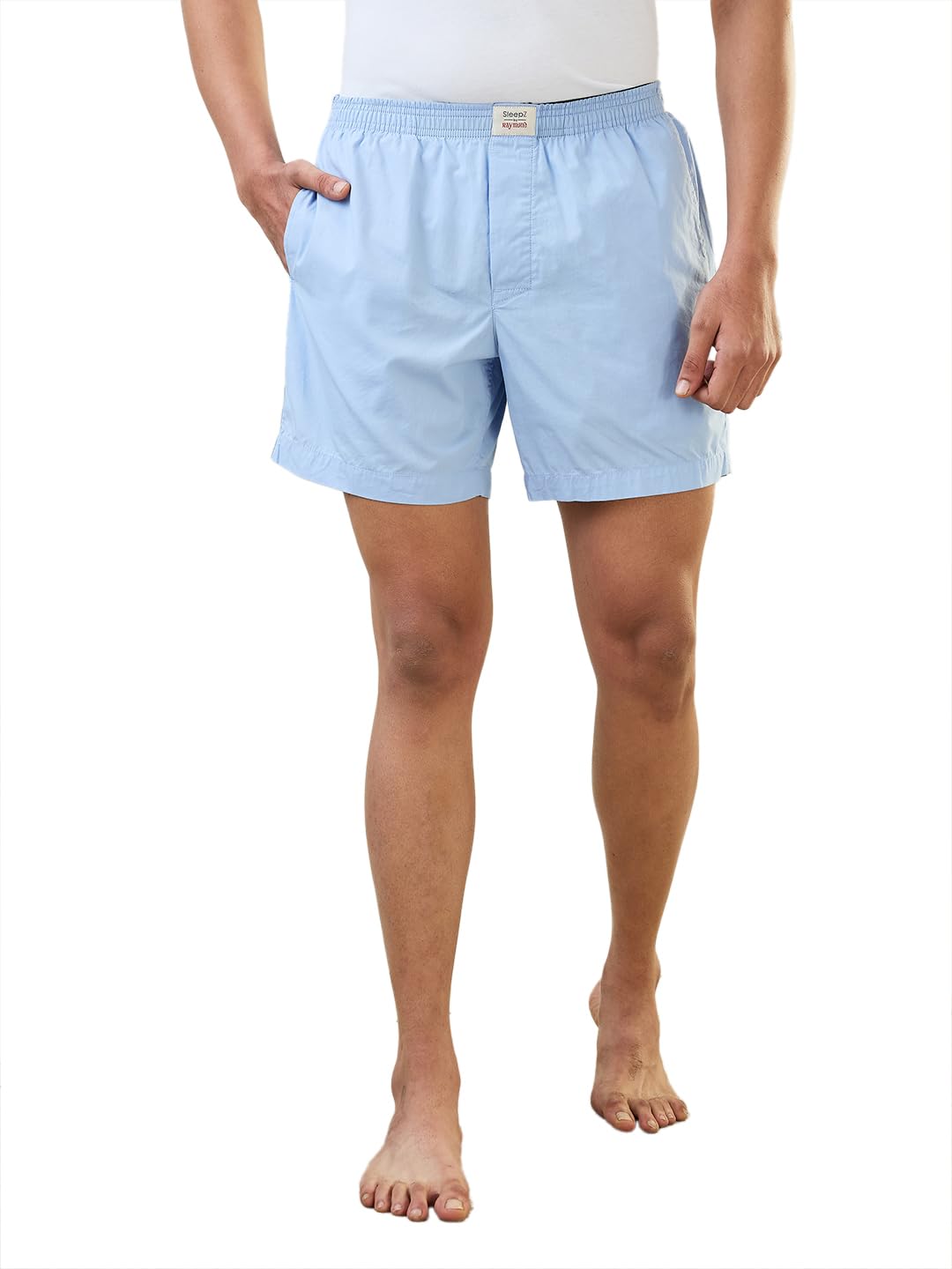SleepZ Men Regular Fit Solid Pattern Pure Cotton Flat Front Boxer