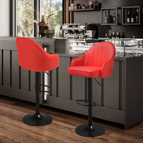 Magshion Adjustable Bar Stool Set Of 2 With Back, Blue Swivel Barstools For Bar, Kitchen, Dining, Living Room #TOP3
