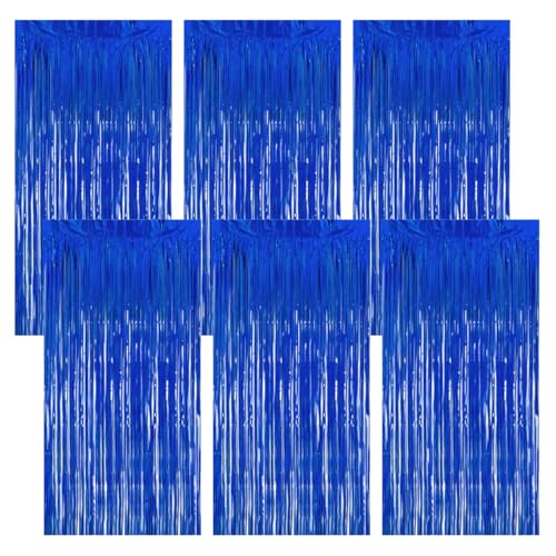 6 Pezzi Blu Tende Metalliche Feste, 1M x 2M Blu Tenda Compleanno In Plastica, Tenda Per Compleanno Decorazione per La Decorazione Dello Sfondo, La Decorazione Della Festa, Decorazione Del Compleanno