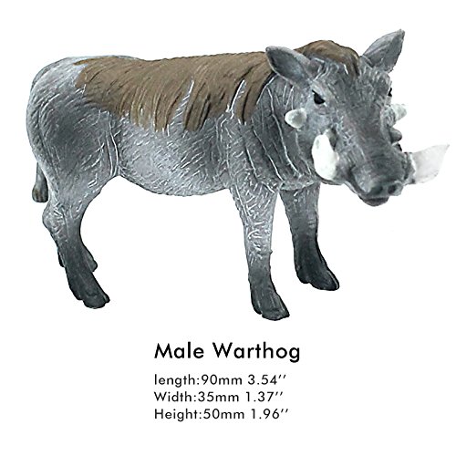 FUNSHOWCASE African Jungle Animals Male Warthog Boar Toy Figure Realistic Plastic Figurine Height 2"