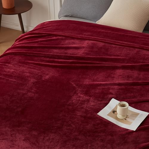COOVA Oversized King Fleece Blanket 120x138 inches, Soft Cozy Warm Giant Extra Large 10'x11.5' Blanket for Bed, Sofa, Couch,Travel, Camping, California Huge Flannel Big Throw Blanket, Burgandy Red