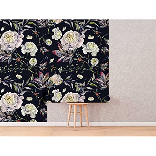 Papier peint panoramique pivoines sombres 290x290cm en latex de qualité supérieure - 5