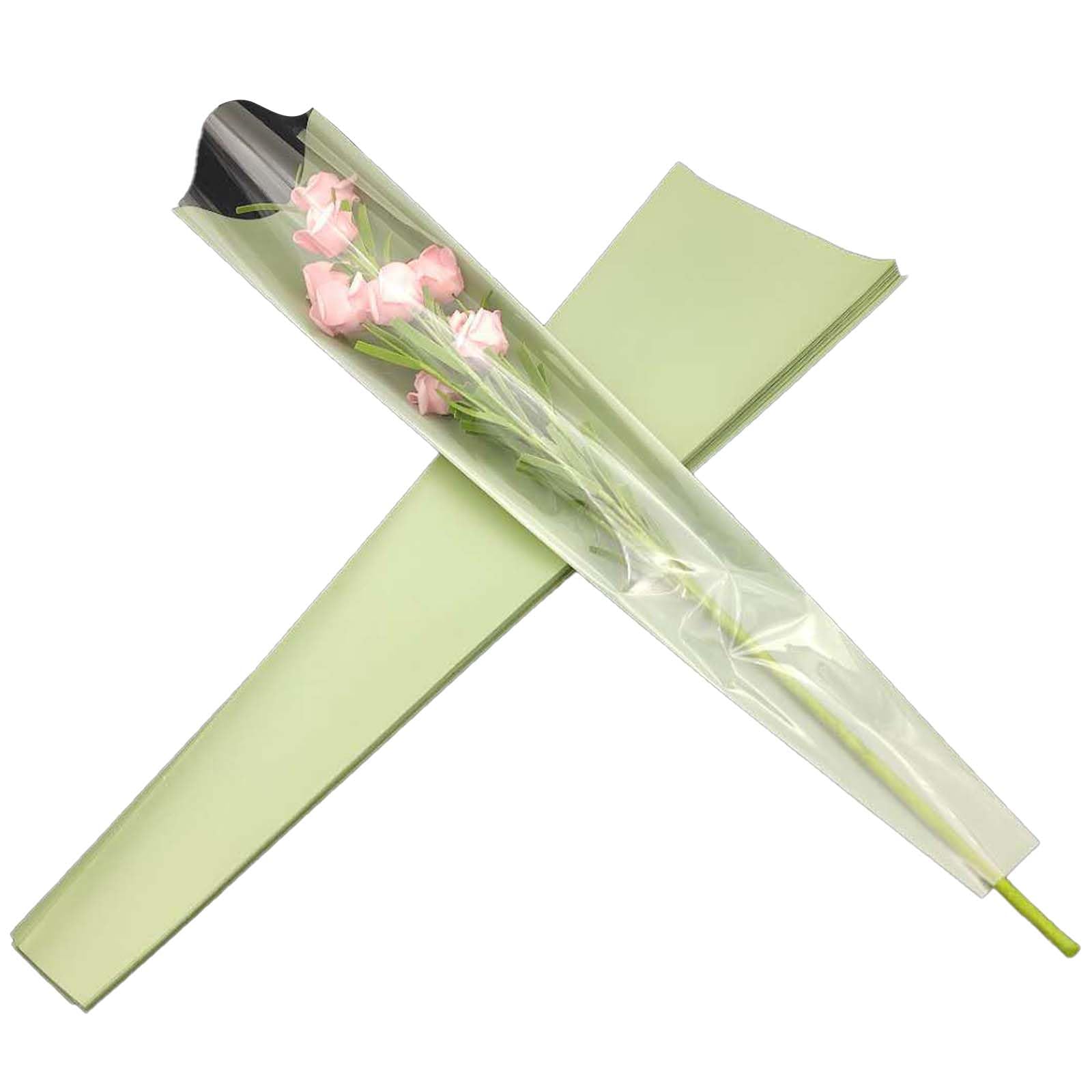 フラワー ラッピング バッグ 一輪用 花 100枚 セット (グリーン) Amazon | ラッピングバッグ フラワー 一輪用 ブーケ ラッピング 50枚