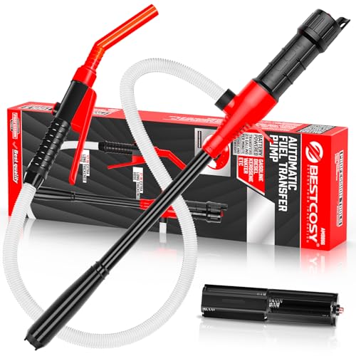 Image of Portable Transfer Pump Battery Operated Electric Siphon Pump for Gas, Fuel, Diesel, Water Transfer 2.4 GPM Flow Oil Extractor, 47 Inches Hose-Easy to Use Hand Fuel Pump, Multi-Use Transfer Pump(Red)