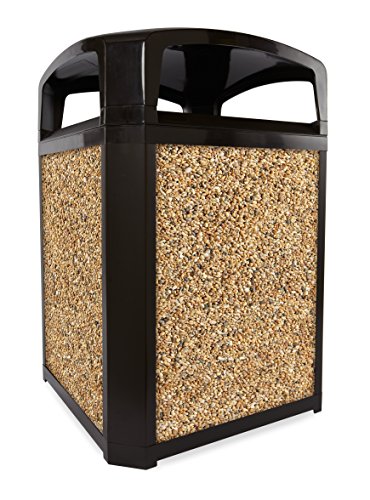 Image of Rubbermaid Commercial Products Landmark Trash Can Frame with Rigid Liner, Dome Top, 35 GAL, Black Plastic, Outdoor for Stadiums /Parks /Shopping Plazas