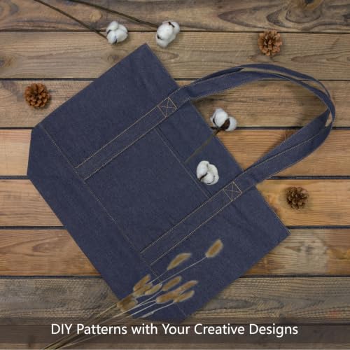 Image of TOPDesign 1-Pack Canvas Tote Bag with an External Pocket, Reusable Grocery Shopping Bag, Top Zipper Closure, Daily Essentials (Dark Blue Demim)
