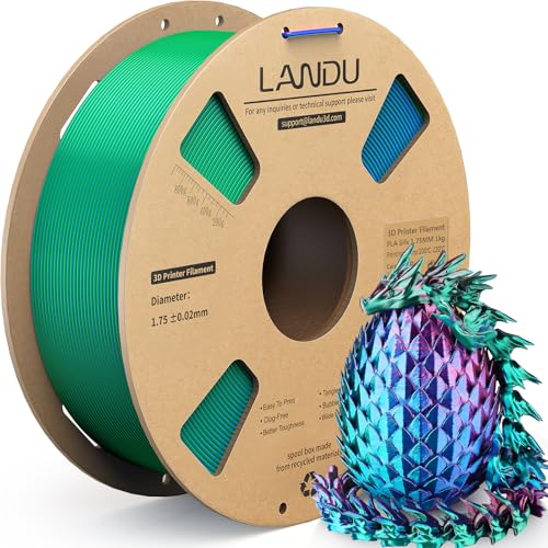 LANDU Filament PLA en Soie 1,75 mm, Filament pour Imprimante 3D Bobine de 1 kg, Dimension +/- 0,02 mm, Filament d'impression 3D PLA en Soie adapté à la Plupart des imprimantes