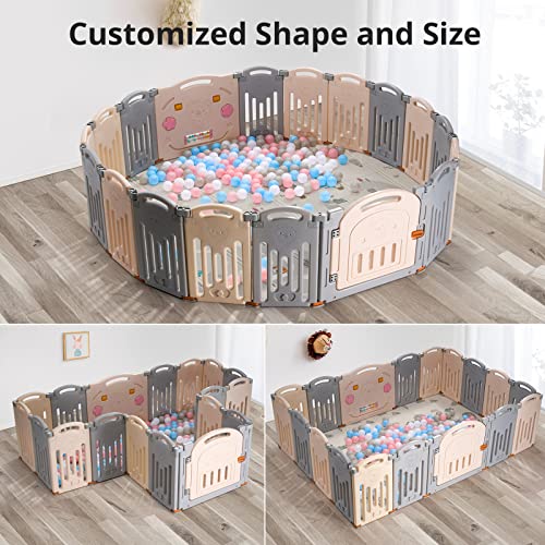 Image of UANLAUO 2-Panel Baby Play Yard, Foldable Playpen Extension, Safety and Durable Playpen Panel