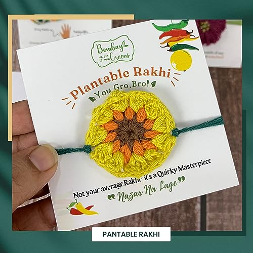 Image of Bombay Greens Plantable Seed Rakhi for Brother Eco- Friendly DIY Grow Kit| Grow Plants from Seeds Rakhi | Rakhi Gift Set for Brother - Sunflower