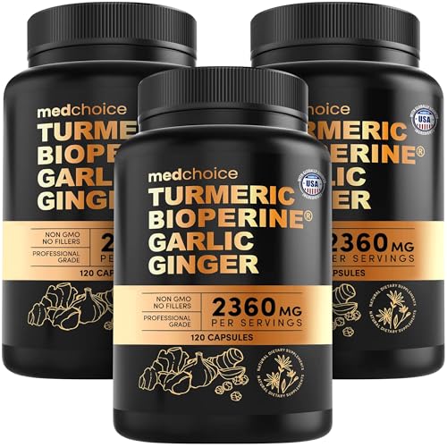 4-in-1 Turmeric and Garlic Supplements with BioPerine – 2360mg Turmeric
