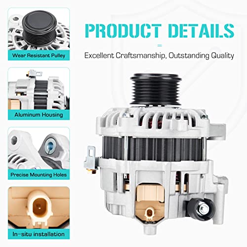 Alternator for Honda Accord L4 2.4L (2013-2017), Replaces 31100-5A2-A02, 31100-5A2-A02RM