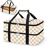 Coobiiya Insulated Casserole Carrier,Lasagna Lugger Tote Keeps Food Hot or Cold,Thermal Lunch Bag Warmer & Cooler Carrier Bag,Portable Tote Bag Fits 9" x 13" Baking Dish for Picnic and Cookout