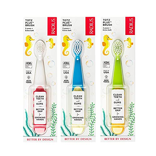 RADIUS Totz Plus Brush Kids Toothbrush Silky Soft BPA Free ADA Accepted Designed for Delicate Teeth...
