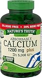 Absorbable Calcium 1200 mg with Vitamin D3 5000 IU | 120 Softgels | Calcium Carbonate Supplement | N