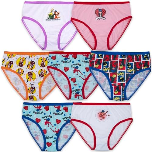 Miraculous Girls' 100% Combed Cotton Miraculous Ladybug Underwear in Sizes 4, 6 and 8