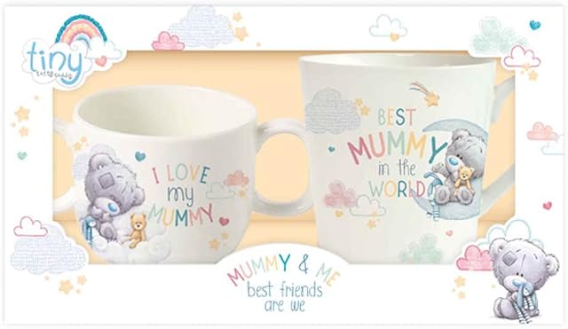 Ceramic Tiny Tatty Teddy Mummy and Baby Best Friends are We Mug Set, White