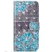 Produktbild EUWLY Kompatibel mit Samsung Galaxy A5 2016 Handyhülle Bunt Glitzer Diamant Bling Strass Leder Hülle Brieftasche Ledertasche Book Case Klapphülle Handytasche Flip Case Cover,Blau Rose Blumen