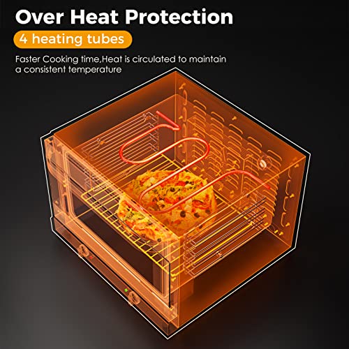 Telam 21L Countertop Convection Oven -21L/23Q, Commercial Toaster With Inner Ring Heating, 3-Tier, 1400W -1600W Efficiency Heat, Stainless Steel, Silver #TOP3