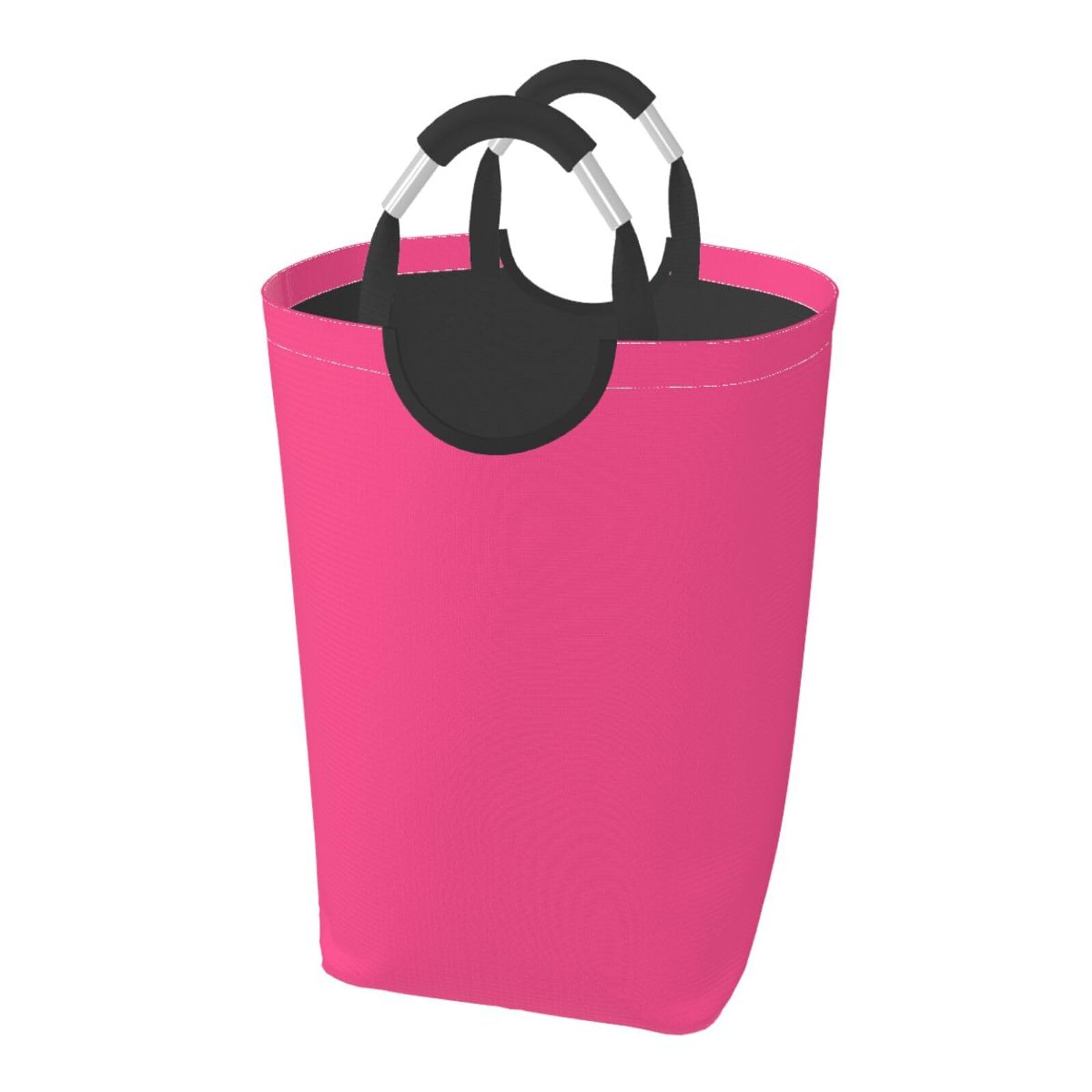 Asbwuo Rose Hot Pink Large Laundry Basket, Plain Color Collapsible Laundry Hamper Dirty Clothes Washing Bin For College Dorm Storage Essentials