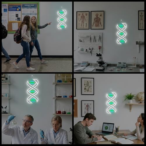 Image of Horseneon DNA Classroom Neon Sign Science Educational LED Wall Decor for Biology Labs, Teacher Gifts & Student Study Areas, USB-Powered with Adjustable Brightness
