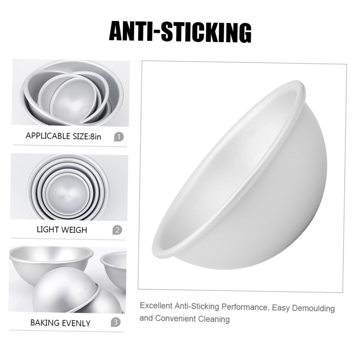 Ciieeo Aluminium Cake Semicircle Shape Easy Clean Perfect for Shaped Cake Pans